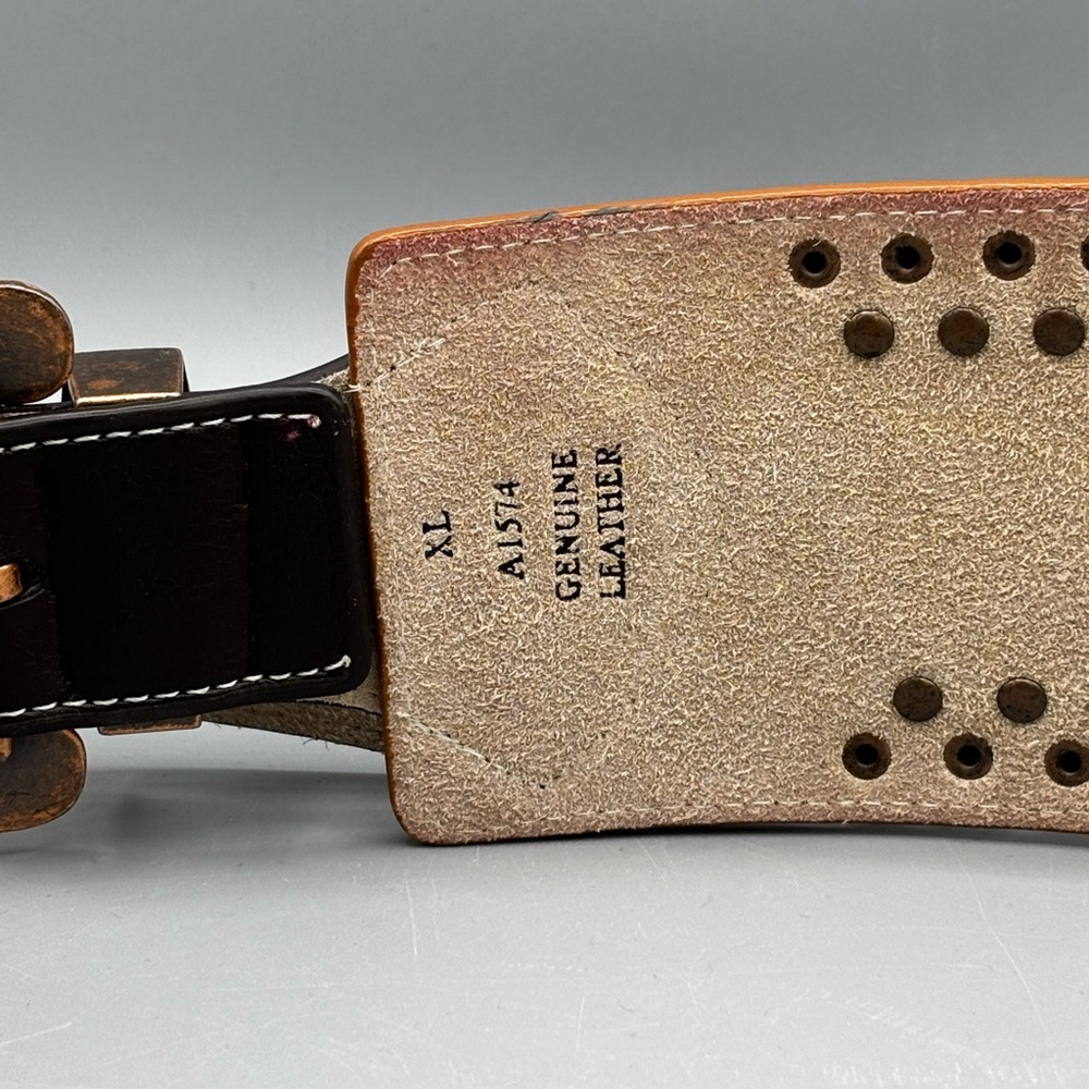 Western Studded Brown Leather Belt - Picture 3 of 6